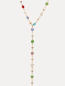 TuEzra 1pc Fashionable Colorful Crystal Tassel Pendant Y-Necklace, Unique Collarbone Chain Valentine's Day - Gold - View 5