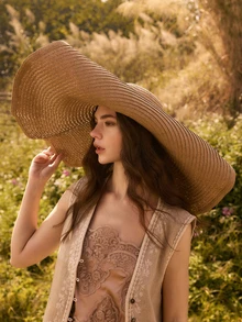 Glizzene 1 件女士大檐纯色太阳帽，透气舒适，适合夏季钓鱼、骑自行车、户外和海滩使用