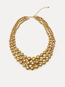 TuEzra Beaded Layered Necklace Valentine's Day - Yellow Gold - View 2