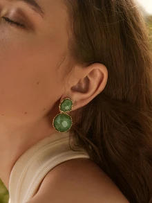 Glizzene 树脂水滴耳环 情人节 婚礼 - 綠色 - 查看 1