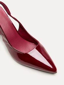 TuEzra Sandalias de tacón de gatito de punta afilada con slip-on para mujer - Burdeos - Ver 5