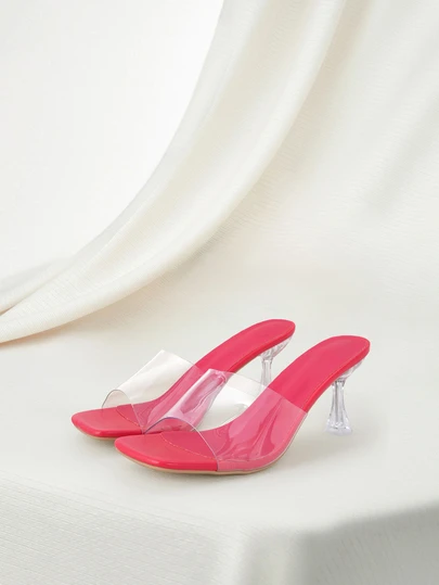 Clariva 女士透明高跟鞋 - 夏季风格的露趾高跟红色凉鞋 - 适合海滩度假和日常派对的优雅高跟鞋