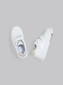 DareSee 女士运动滑板鞋，缝线细节魔术贴搭扣运动鞋，适合音乐节、Y2KFest、返校季、秋冬季节等场合，是音乐节的理想礼物。 - 米色 - 查看 2