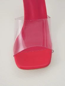 Clariva 女士透明高跟鞋 - 夏季风格的露趾高跟红色凉鞋 - 适合海滩度假和日常派对的优雅高跟鞋