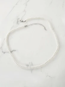 Clariva 1pc Elegant Faux Pearl Beaded Necklace For Women For Gift Winter Gifts - White - View 1