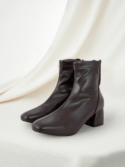 Clariva 女靴、踝靴、女鞋、婚鞋、高跟靴、纯棕色厚底冬季短靴、舒适鞋底的时尚女士高跟靴、寒冷天气休闲套鞋、四季衣橱必备单品、万圣节、圣诞节