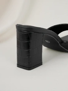 Clariva 女士方头粗高跟凉鞋，时尚百搭平底拖鞋，适合夏季连衣裙