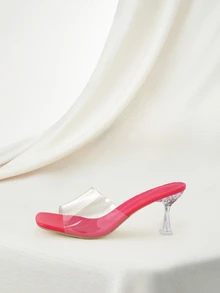 Clariva 女士透明高跟鞋 - 夏季风格的露趾高跟红色凉鞋 - 适合海滩度假和日常派对的优雅高跟鞋