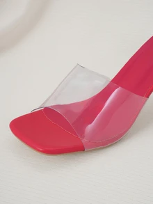 Clariva 女士透明高跟鞋 - 夏季风格的露趾高跟红色凉鞋 - 适合海滩度假和日常派对的优雅高跟鞋
