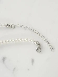 Clariva 1pc Elegant Faux Pearl Beaded Necklace For Women For Gift Winter Gifts - White - View 4