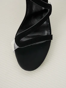 Clariva 女士罗马风格高跟凉鞋，新款夏季时尚性感蛇纹细高跟鞋，透明露趾后拉链优雅高跟凉鞋