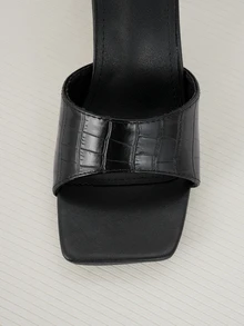 Clariva 女士方头粗高跟凉鞋，时尚百搭平底拖鞋，适合夏季连衣裙