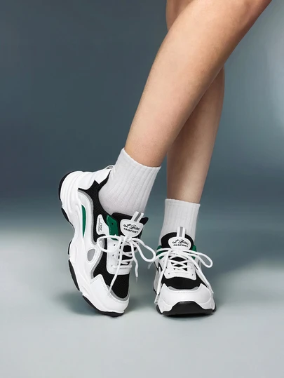 DareSee Women's Lace-Up Patchwork Colorblock Mesh Breathable Comfortable Fashion Chunky Sneakers Music Fest Y2KFest Autumn Winter Gifts