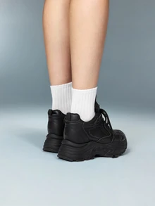 DareSee Women's Platform Wedge Casual Sport Sneakers, Black Music Fest Y2KFest Back To School Autumn Winter Gifts - Black - View 3