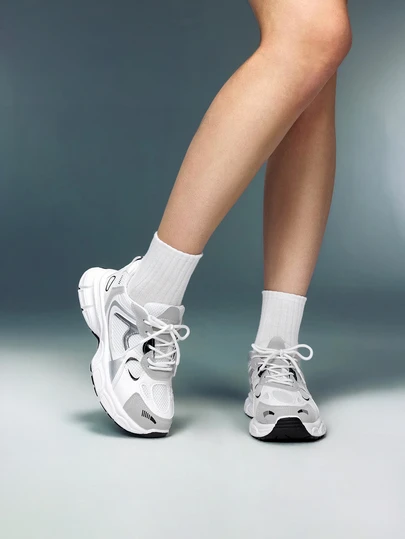 DareSee Women's Fashionable Round Toe Lace-Up Color Block Casual Chunky White Sneakers With Wedge Heel, Shoes For Women Music Fest Y2KFest Back To School Autumn Winter Gifts