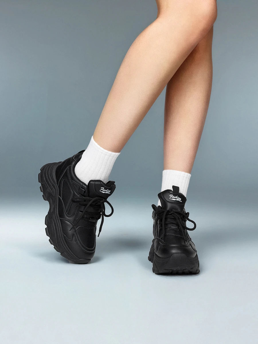 DareSee Women's Platform Wedge Casual Sport Sneakers, Black Music Fest Y2KFest Back To School Autumn Winter Gifts - Black - View 1