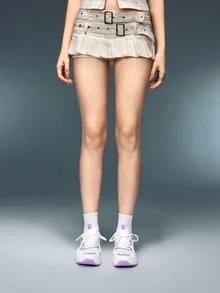 DareSee 圆头系带撞色网面透气舒适时尚厚底女式运动鞋，适合音乐节、Y2KFest、秋季、圣诞节、冬季等节日穿着，是圣诞礼物的理想之选。 - 紫色 - 查看 4