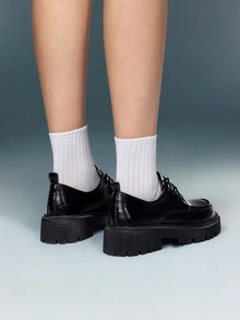 DareSee 黑色系带厚底玛丽珍鞋，粗跟，圆头，英伦风，2024春季新款，JK/洛丽塔时尚音乐节Y2K节返校季秋季圣诞节冬季圣诞礼物 - 黑色 - 查看 3