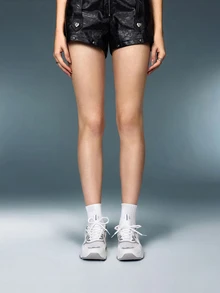 DareSee 女款圓頭繫帶拼接色網布透氣舒適時尚休閒厚底運動鞋，百搭白色女鞋，適合音樂節、Y2KFest、秋冬禮物、萬聖節 - 白色 - 查看 4