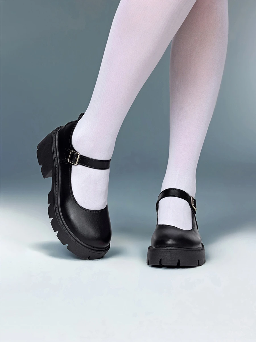 DareSee Black Vintage French Style Thick-Soled Mary Jane Shoes For Women, New In 2024 Summer - Matching With Skirt MusicFest Y2KFest Back To School Autumn Winter Gifts - Black - View 1