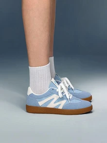 DareSee 女士透气粉色运动鞋，大学生休闲鞋，春夏新款，软底帆布鞋，蓝色音乐节Y2K节返校季秋季圣诞节冬季圣诞礼物 - 淺藍色 - 查看 2