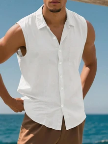 Men's Linen Casual Tank Top | Elegant Design | Essential For Summer | Easy To Match, Showcase Your Style - White - View 1