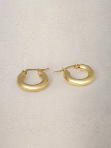 Hatastic 1对不锈钢小圆耳环 音乐节 - 金黃色 - 查看 1