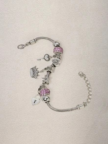 Hatastic 1 件心形、动物、昆虫、花朵吊饰奢华优雅手链（无盒） - 彩色 - 查看 5