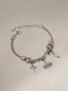 Hatastic 1 件心形、动物、昆虫、花朵吊饰奢华优雅手链（无盒） - 彩色 - 查看 1