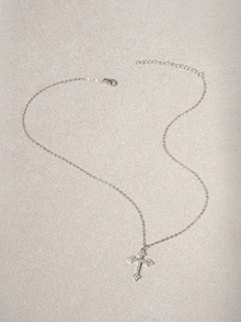 Hatastic Collana con pendente a croce in zirconia cubica, per festival musicali - Argento - Visualizzare 6