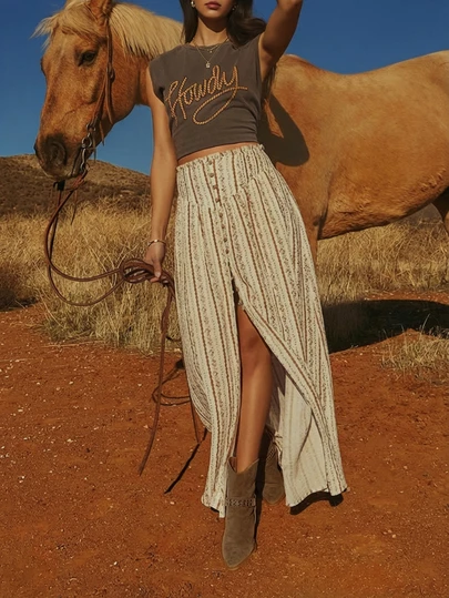 Women's Slit Hem Skirt, Fashion For Summer