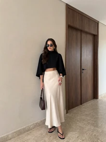 女士黑色不对称下摆时尚派对休闲披肩优雅披肩式上衣 - 黑色 - 查看 3