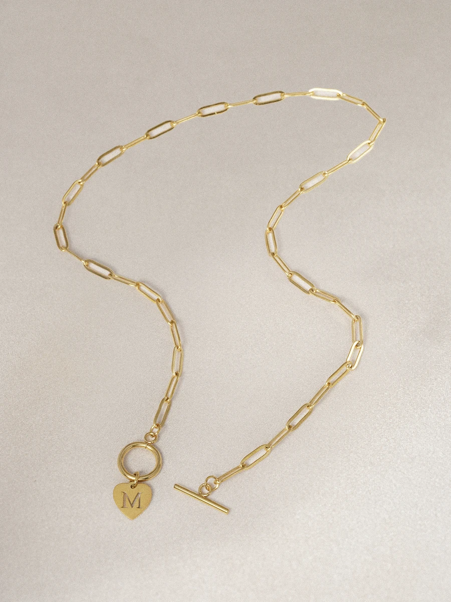 Hatastic 1 件装不锈钢心形字母吊坠搭扣链项链，适合女士情人节、妈妈、母亲、母亲节、礼物