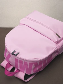Hatastic Women's Letter Print Fashion Large Capacity Backpack, Classic Solid Color Stylish Rucksack, School Backpack Music Fest Back To School - Pink - View 5