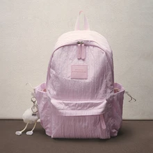 Hatastic Retro Campus Style Lightweight Student Backpack, Personalized Soft Girl Korean INS Middle School And High School Bubble Checkered Student Bag With Pendant, Back To School Supplies - Pink - View 1