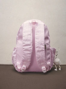 Hatastic Retro Campus Style Lightweight Student Backpack, Personalized Soft Girl Korean INS Middle School And High School Bubble Checkered Student Bag With Pendant, Back To School Supplies - Pink - View 5