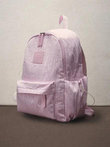 Hatastic Retro Campus Style Lightweight Student Backpack, Personalized Soft Girl Korean INS Middle School And High School Bubble Checkered Student Bag With Pendant, Back To School Supplies - Pink - View 3