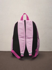 Hatastic Women's Letter Print Fashion Large Capacity Backpack, Classic Solid Color Stylish Rucksack, School Backpack Music Fest Back To School - Pink - View 4