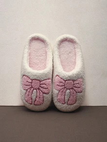 Hatastic Dép bông ấm áp mùa đông thêu nơ mới cho nữ, dép đi trong nhà, đế dày chống trơn trượt, kiểu dáng Châu Âu & Mỹ, cỡ lớn, mùa thu/đông, giày lông thú cho lễ hội âm nhạc. - Nhiều màu - Xem 5