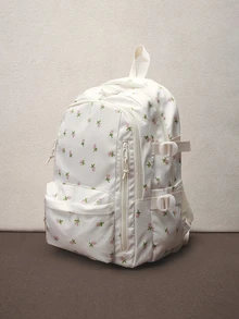 Hatastic 这款时尚印花玫瑰女童双肩包拥有多个隔层和口袋，加厚设计，防水耐用，配有泰迪熊挂件，容量大，是青少年文艺学生的理想之选，也适合女性或学生使用。它不仅可以装书，还能装购物袋，是返校季必备的物品，是女性、女孩和学生的校园必备单品。这款背包可与各种背包配件完美搭配，适合学校、大学、学院等各种场合，是返校季的理想之选，也是大学音乐节的必备单品。 - 白色 - 查看 2