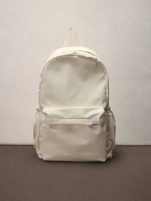 Hatastic 时尚纯色经典学院风多口袋背包，休闲百搭，适合上学、办公、商务、通勤、体育场馆、体育赛事和音乐节等各种场合。 - 米色 - 查看 1