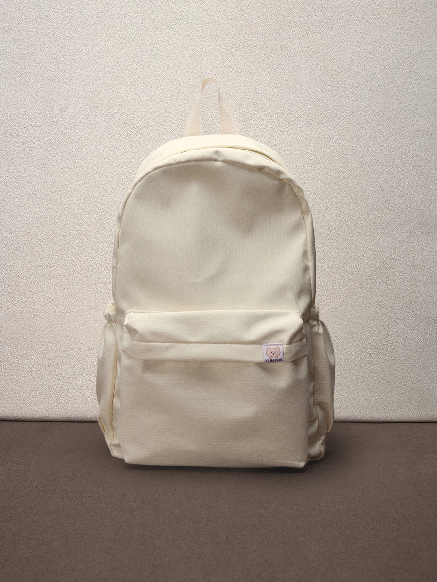 Hatastic 时尚纯色经典学院风多口袋背包，休闲百搭，适合上学、办公、商务、通勤、体育场馆、体育赛事和音乐节等各种场合。 - 米色 - 查看 1