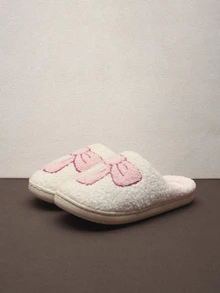 Hatastic Dép bông ấm áp mùa đông thêu nơ mới cho nữ, dép đi trong nhà, đế dày chống trơn trượt, kiểu dáng Châu Âu & Mỹ, cỡ lớn, mùa thu/đông, giày lông thú cho lễ hội âm nhạc. - Nhiều màu - Xem 1