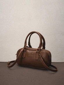 Hatastic New Soft Leather Tote Bag With Doll Pendant, Large Capacity Shoulder Bag For Commuting, Suitable For All Seasons Music Fest Back To School - Brown - View 3