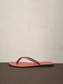 Hatastic Women's Fashionable Woven Strap Flat Thong Sandals - Brown - View 2