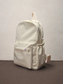 Hatastic 时尚纯色经典学院风多口袋背包，休闲百搭，适合上学、办公、商务、通勤、体育场馆、体育赛事和音乐节等各种场合。 - 米色 - 查看 2