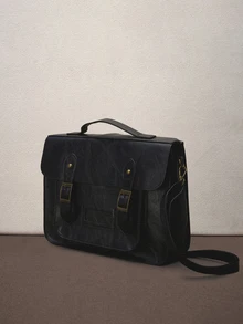 Hatastic 复古英伦风双肩包、电脑包、斜挎包、公文包、学生包、青春学院风甜美复古女式单肩包、手提包、时尚ins风、棕色、黑色音乐节 - 黑色 - 查看 7