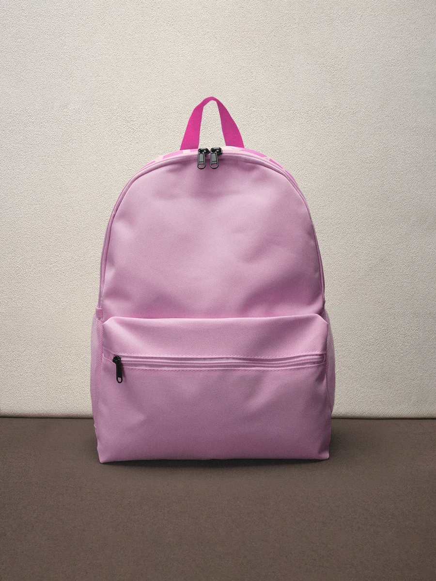 Hatastic Women's Letter Print Fashion Large Capacity Backpack, Classic Solid Color Stylish Rucksack, School Backpack Music Fest Back To School - Pink - View 1