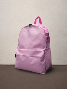 Hatastic Women's Letter Print Fashion Large Capacity Backpack, Classic Solid Color Stylish Rucksack, School Backpack Music Fest Back To School - Pink - View 2