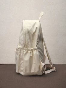 Hatastic 时尚纯色经典学院风多口袋背包，休闲百搭，适合上学、办公、商务、通勤、体育场馆、体育赛事和音乐节等各种场合。 - 米色 - 查看 4